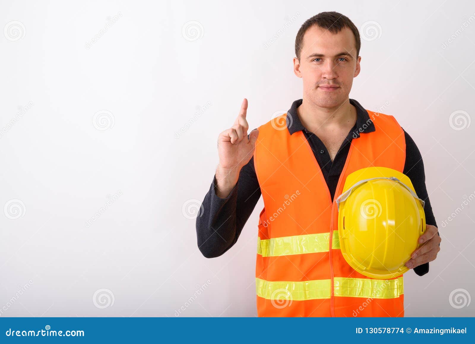 Portrait of Young Man Construction Worker Standing Stock Photo - Image ...