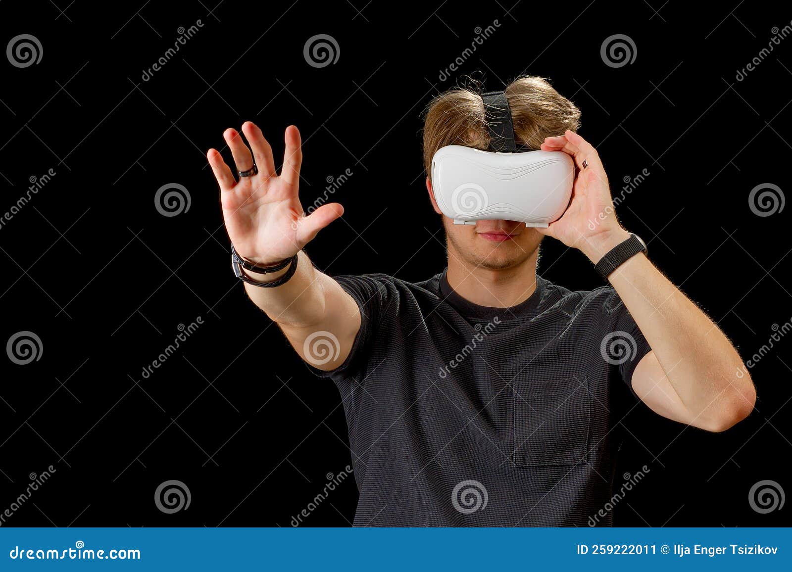 Portrait of a Young Man with 3D Virtual Reality Glasses. Young Man