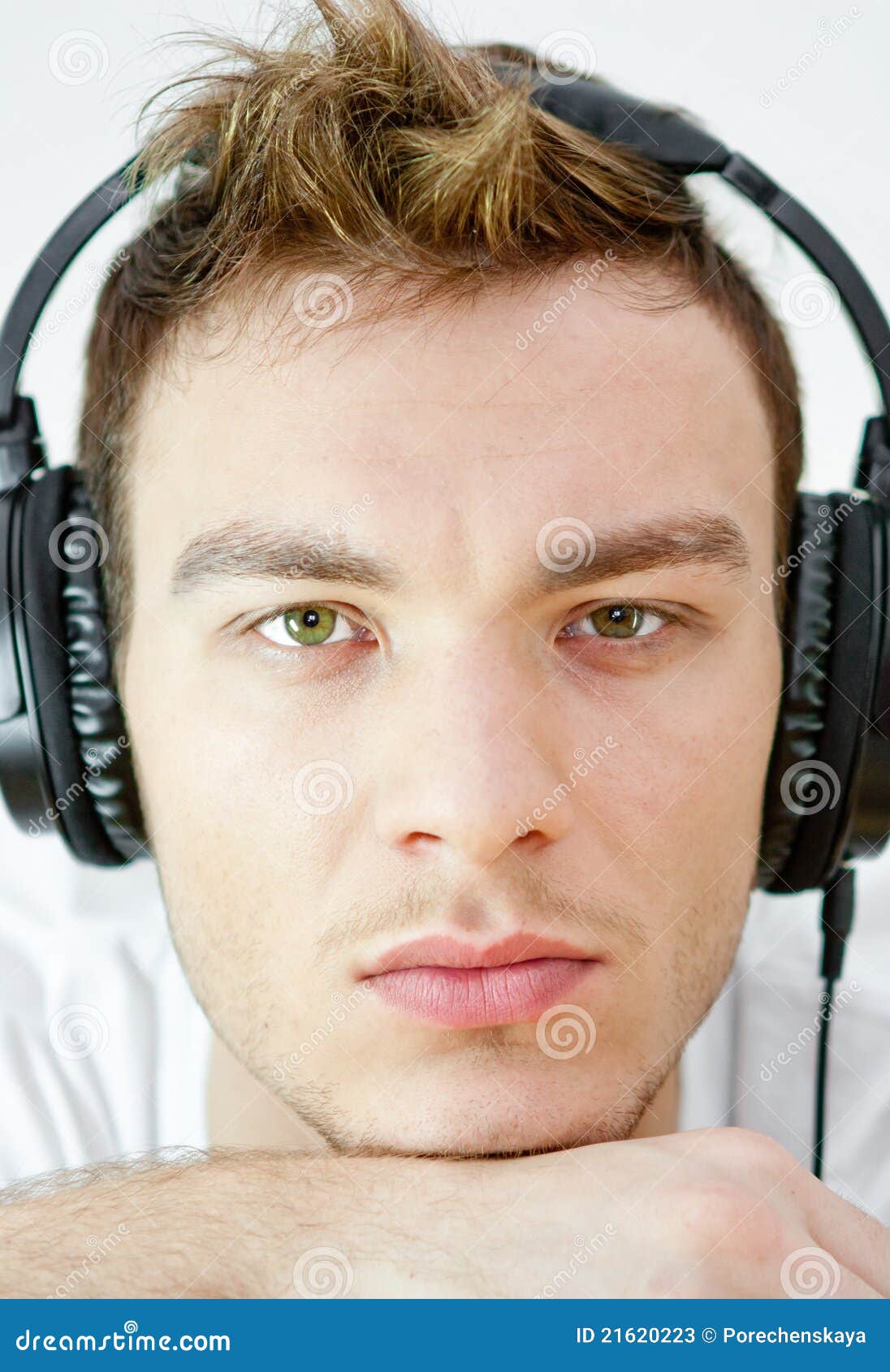 Portrait Of Young Man With Headphones Stock Image Image of happiness