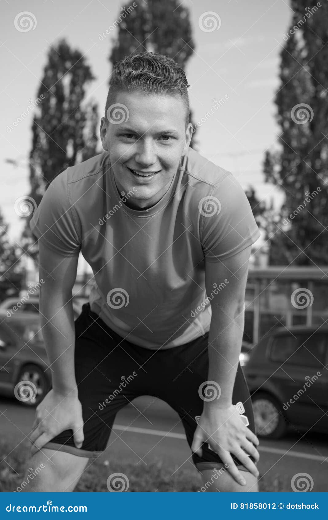 Portrait of a Young Man on Jogging Stock Photo - Image of adult ...