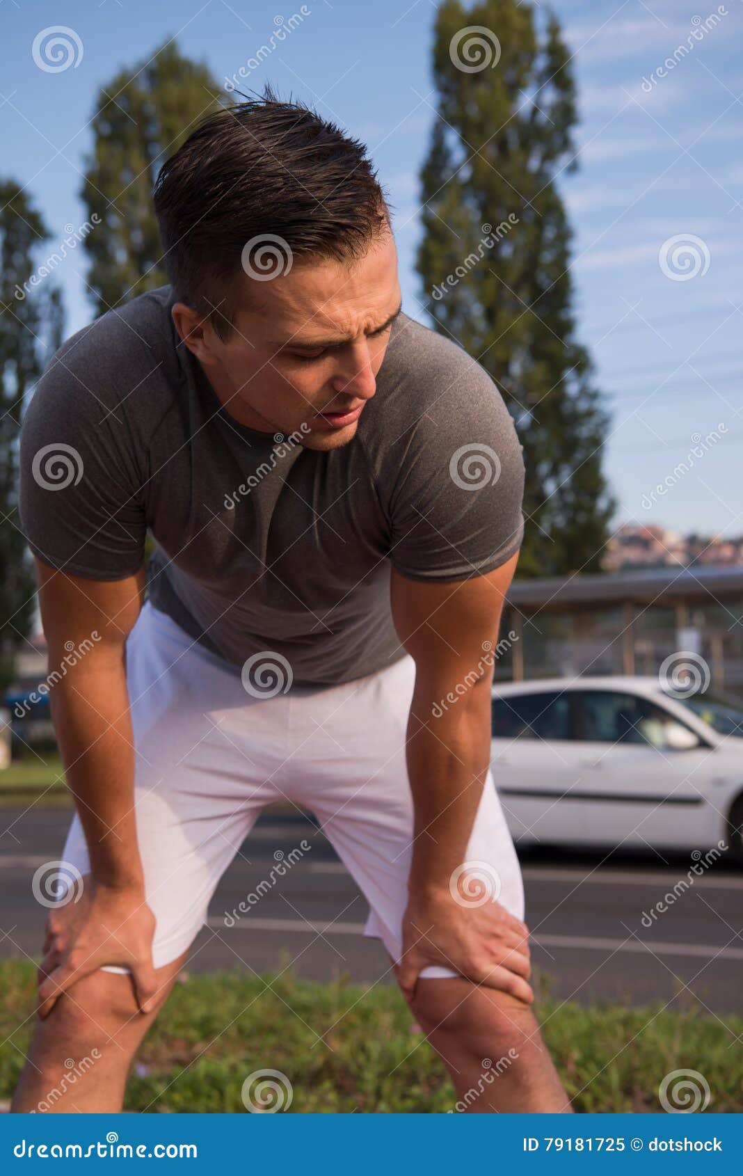 Portrait of a Young Man on Jogging Stock Image - Image of outdoor ...