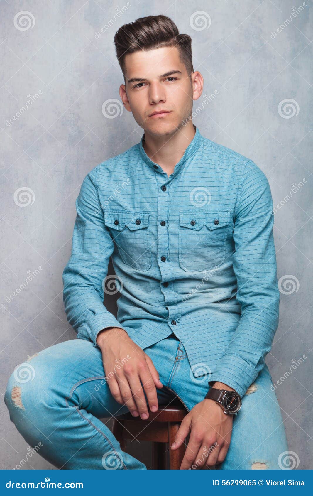 Portrait of a Young Man Siting on a Chair Stock Image - Image of look ...