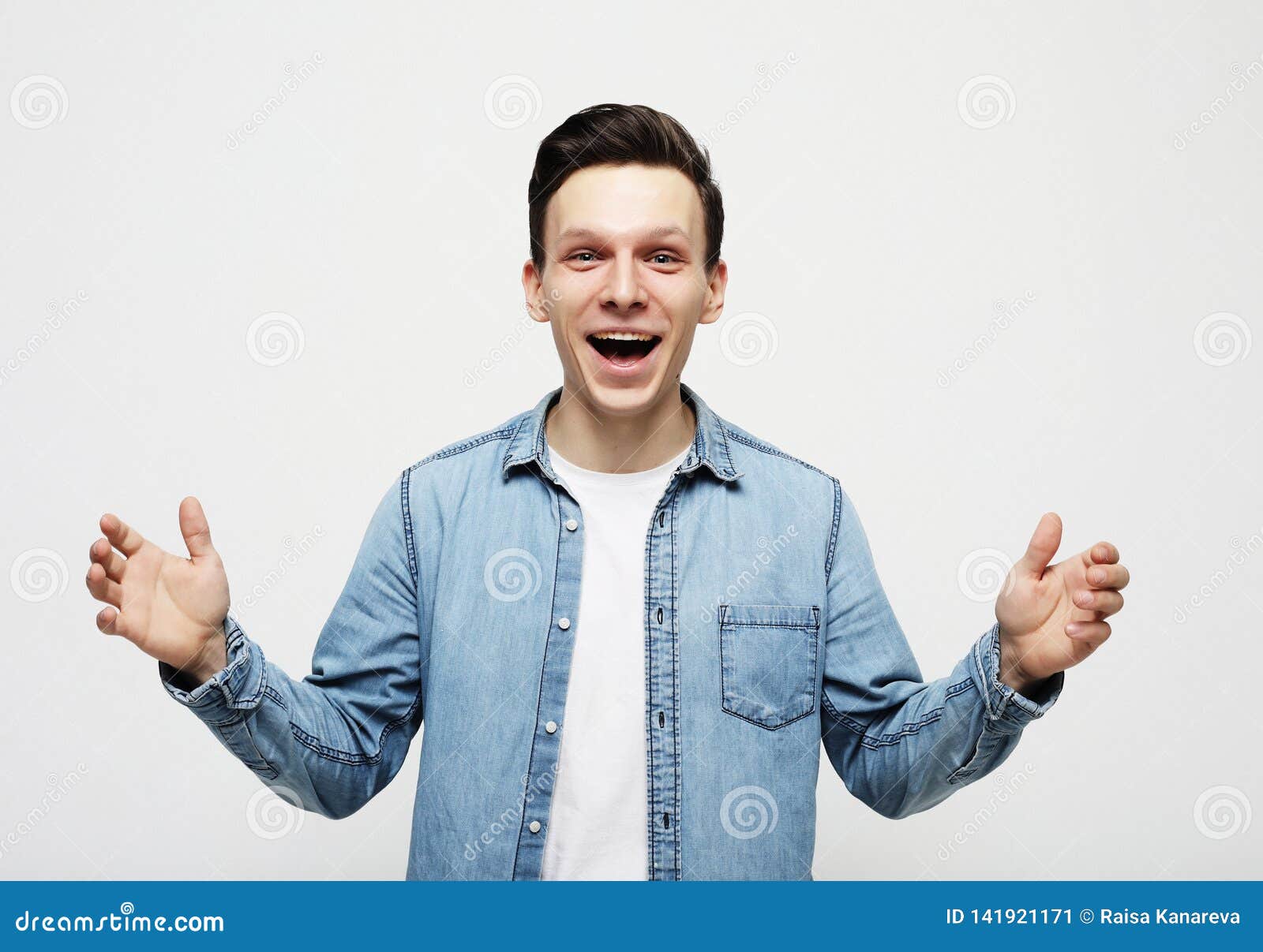 Portrait of a Young Man Surprised Face Expression Stock Image - Image ...