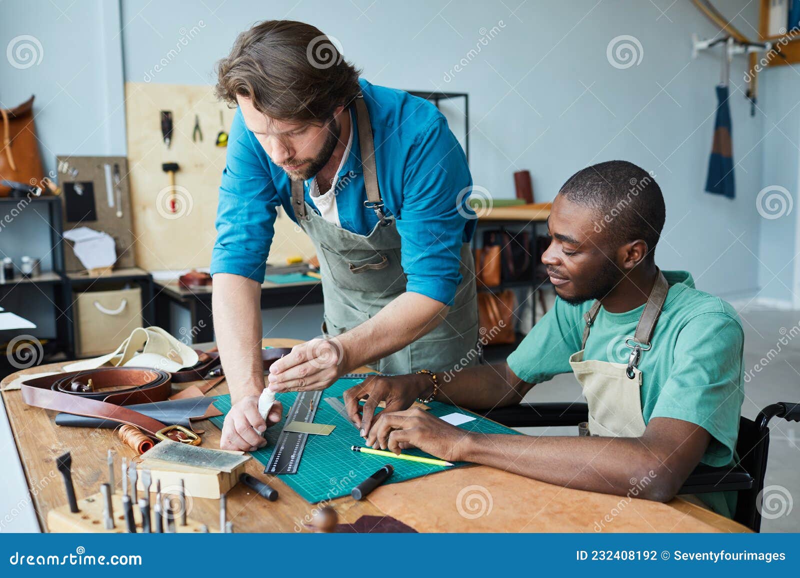 Young Apprentice in Stock Photo Image of leather, indoors
