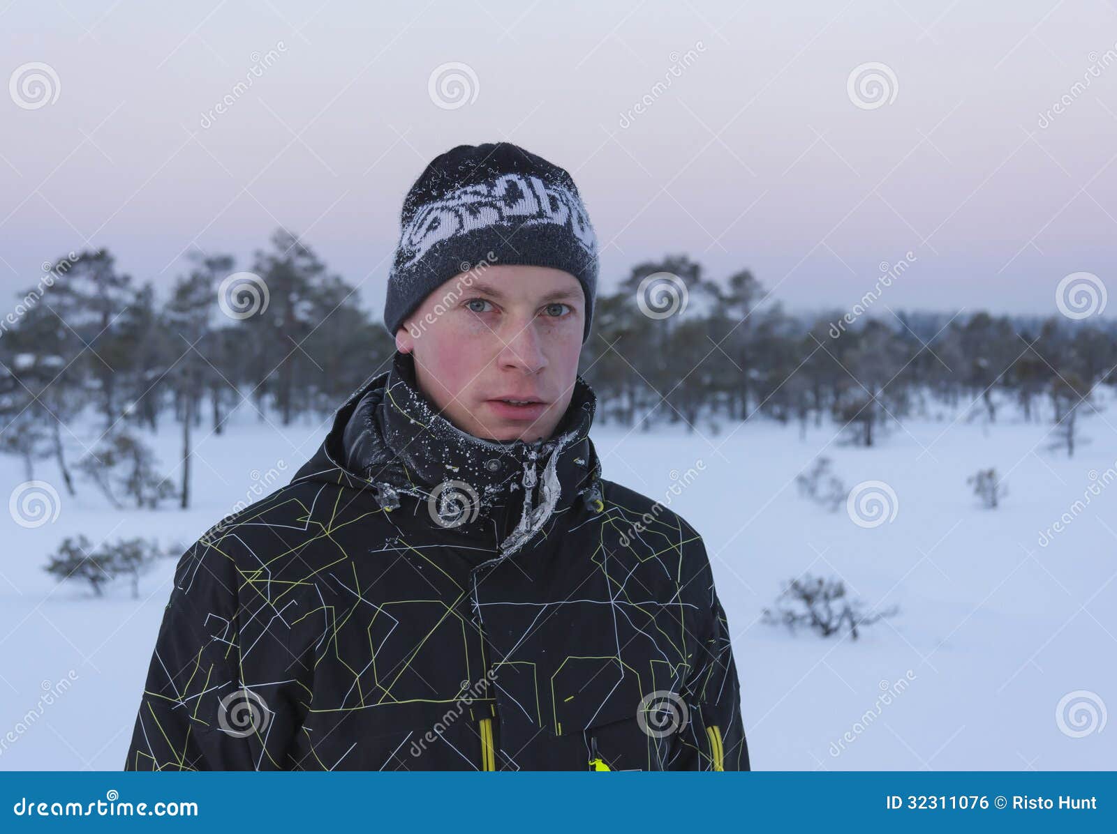 Portrait of a Young Man at Winter Stock Photo - Image of nature ...