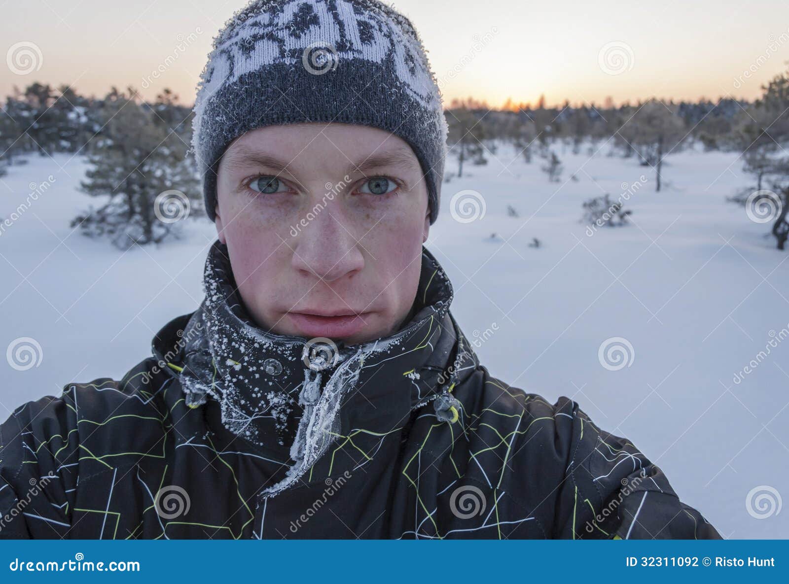 Portrait of a Young Man at Winter Stock Photo - Image of weather, marsh ...