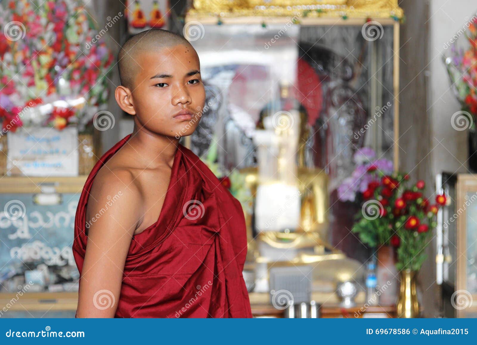 Portrait of young monk editorial photo. Image of buddhism 69678586