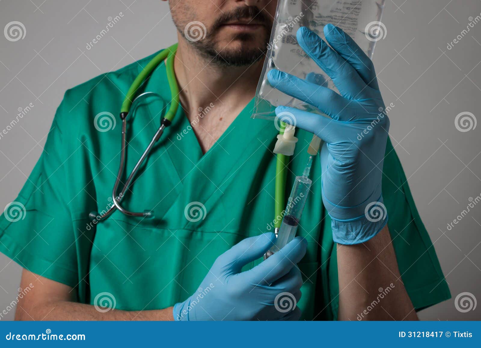 Portrait of a Young Physician Using Syringe Stock Image Image of