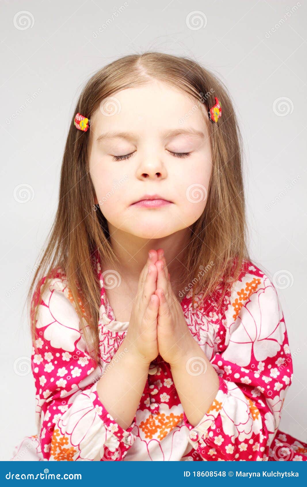 Portrait of Young Praying Girl Stock Photo Image of little, females
