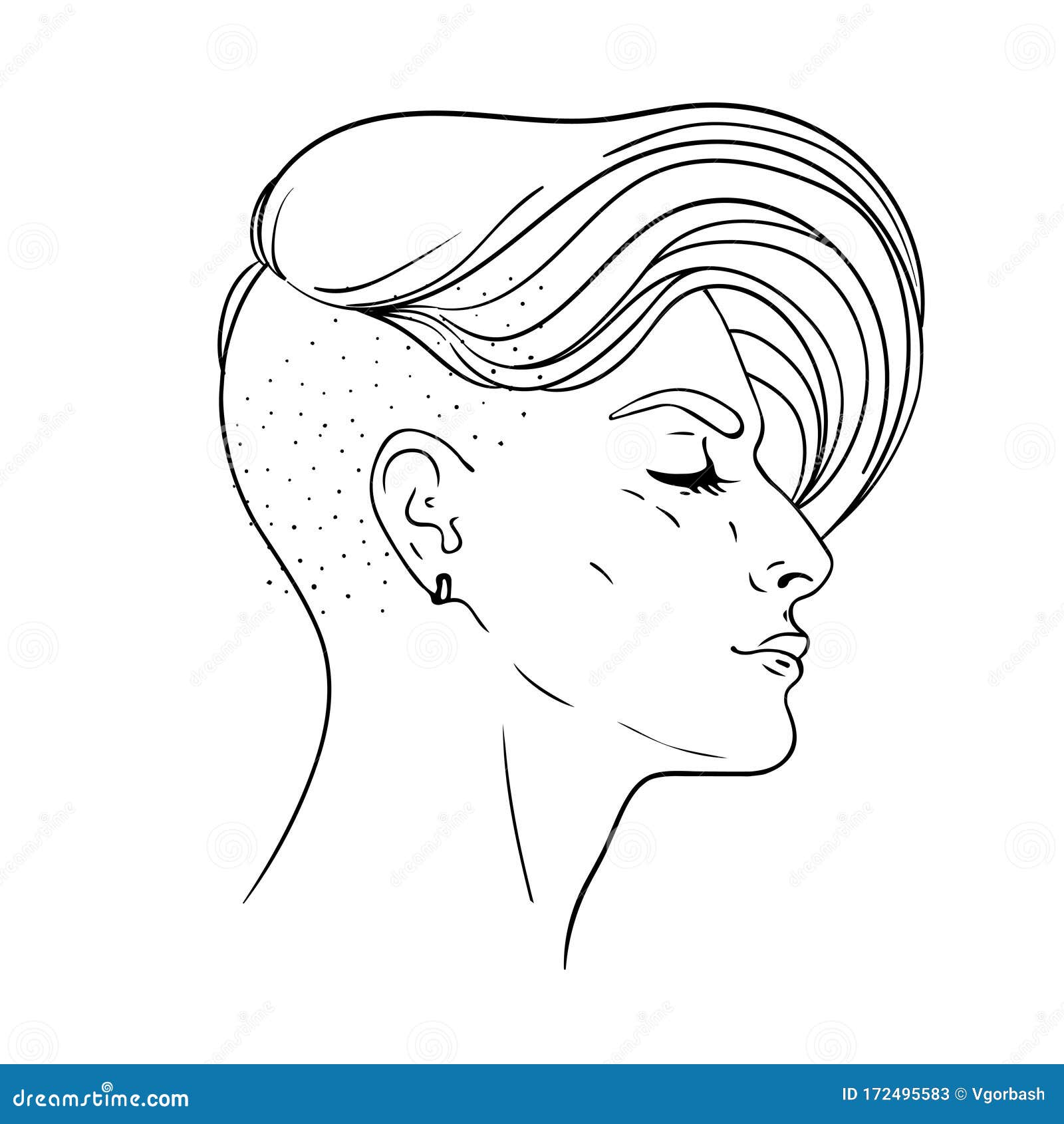 Portrait of a Young Pretty Woman with Side Shaved Hair. Vector Illustration Isolated Stock Vector - Illustration of color, fashion: 172495583 Portrait of a Young Pretty Woman with Side Shaved Hair. Vector Illustration Isolated Stock Vector - Illustration of color, fashion: 172495583