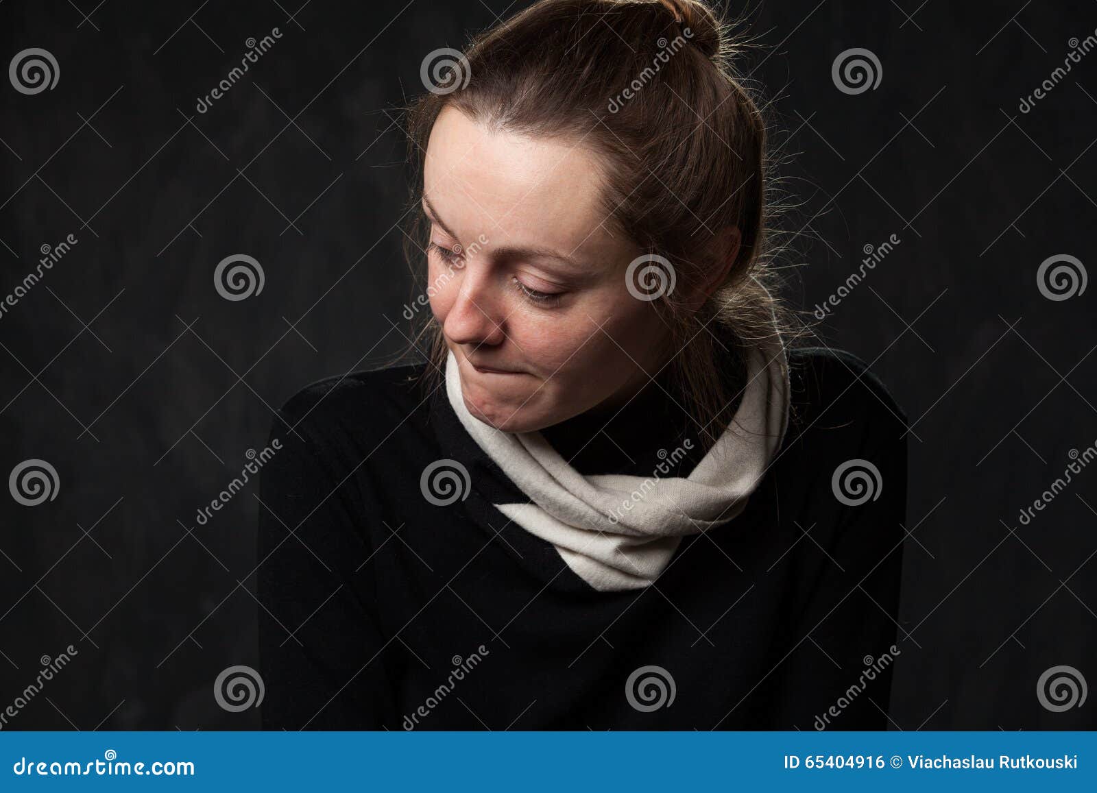 portrait of a young sad disoriented woman