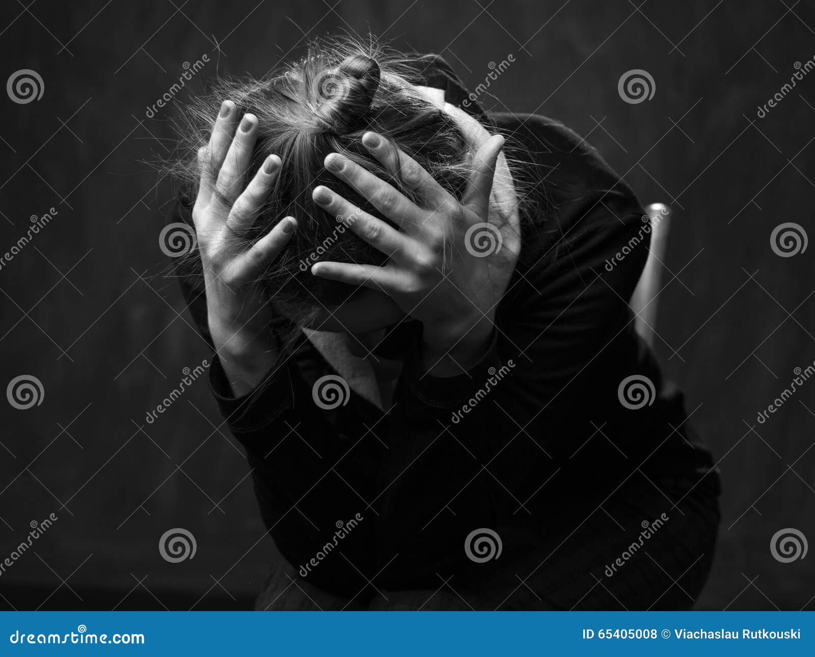 Portrait of a Young Sad Woman Stock Photo - Image of pain, black: 65405008