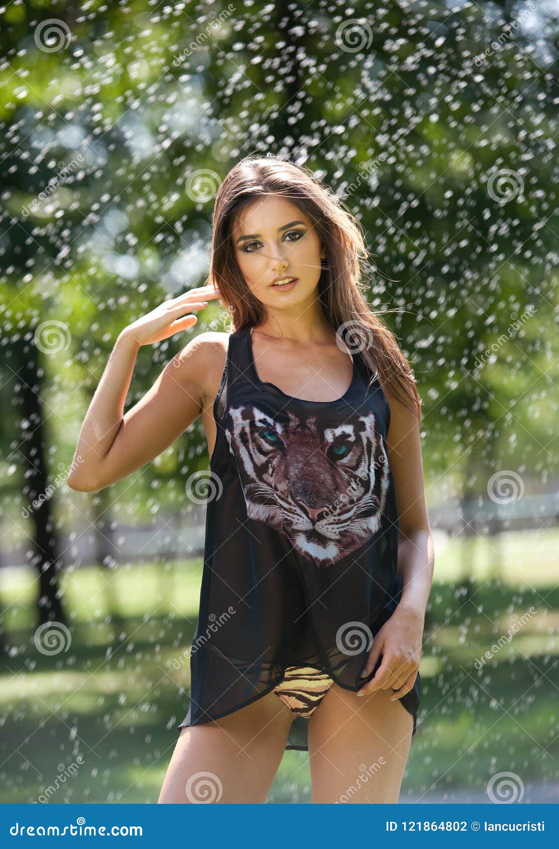Portrait Of Young Woman In Spray Of Water Beautiful Girls With Portrait Of Young Woman In Spray Of Water Beautiful Girls With