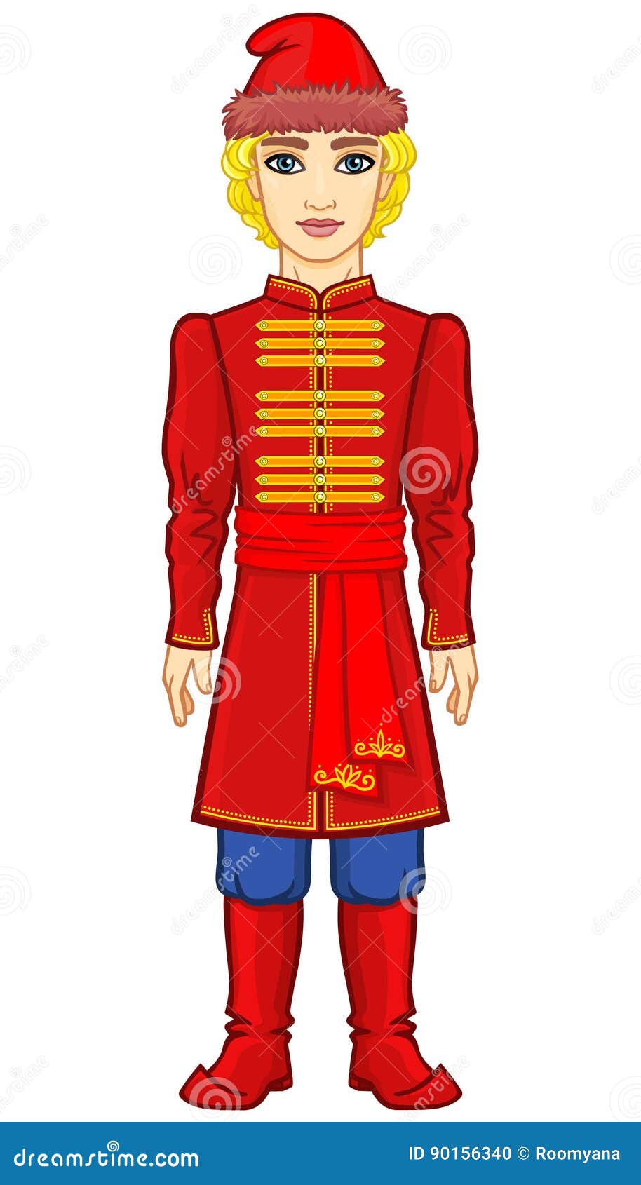 Portrait of a Young Slavic Man in Ancient Russian Clothes. Stock Vector ...