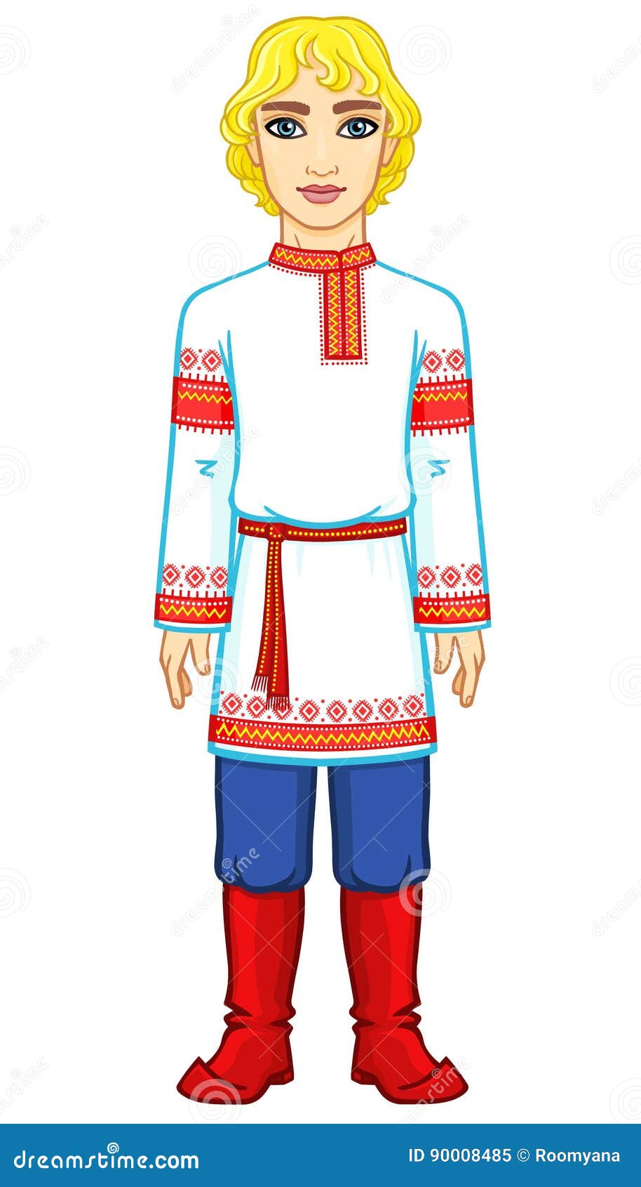 Portrait of a Young Slavic Man in Ancient Russian Clothes. Stock Vector ...