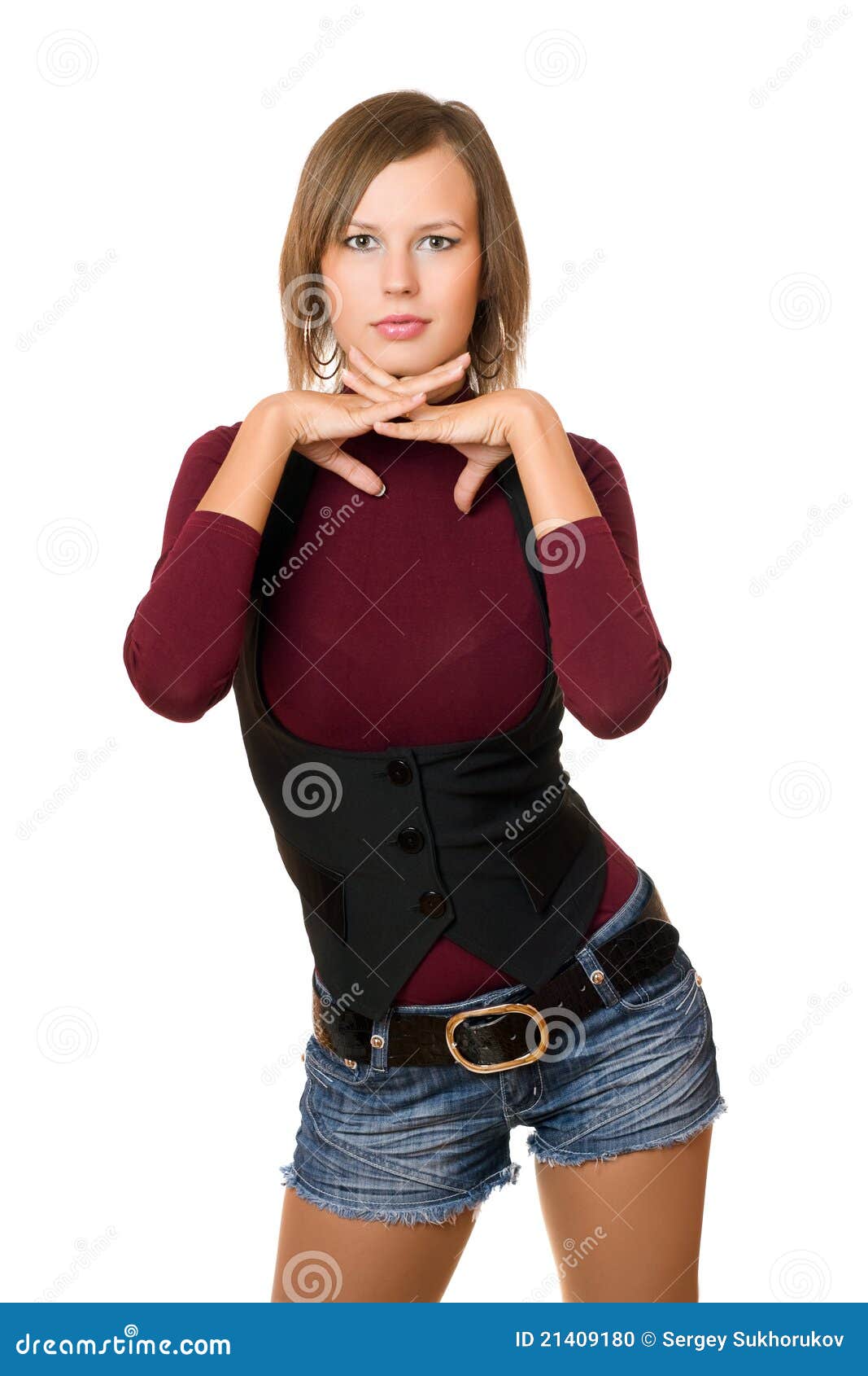 Portrait of Young Woman in a Black Vest Stock Photo - Image of lovely ...