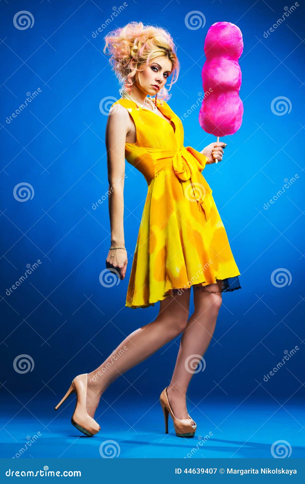 Portrait of Young Woman with Candyfloss Stock Image - Image of high ...
