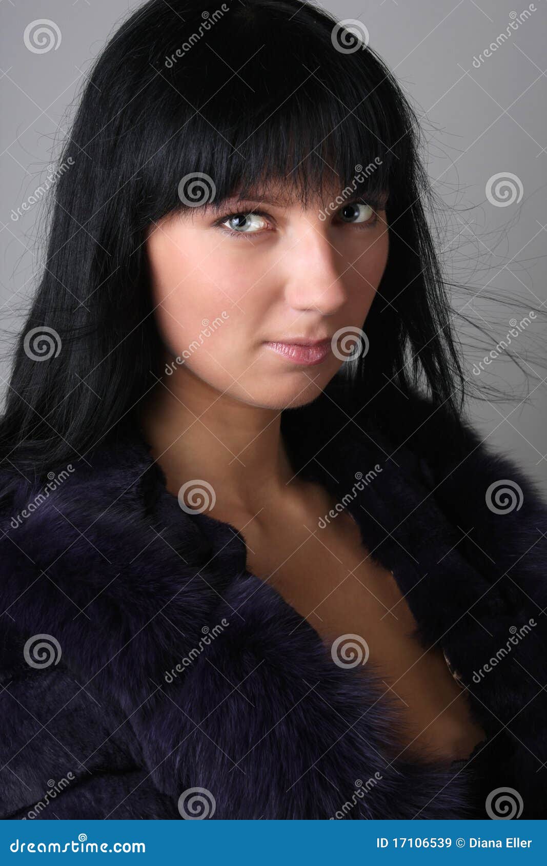Portrait of Young Woman in Fur Coat Stock Image Image of portrait