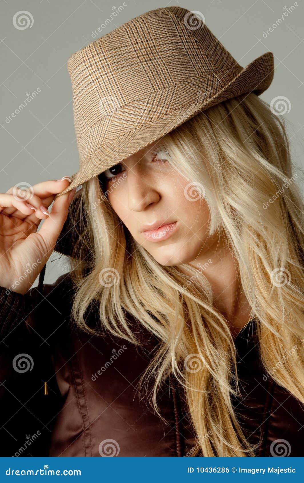 Portrait of Young Woman Holding Hat Stock Photo Image of indoors