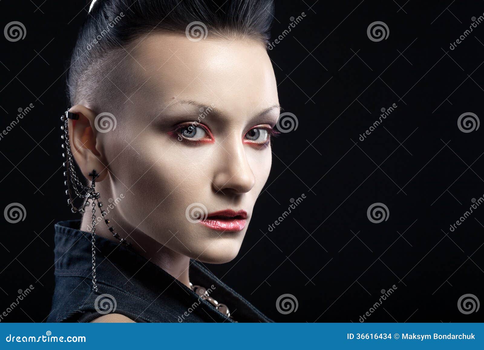 Portrait of Young Woman Isolated on Black Background Stock Photo ...