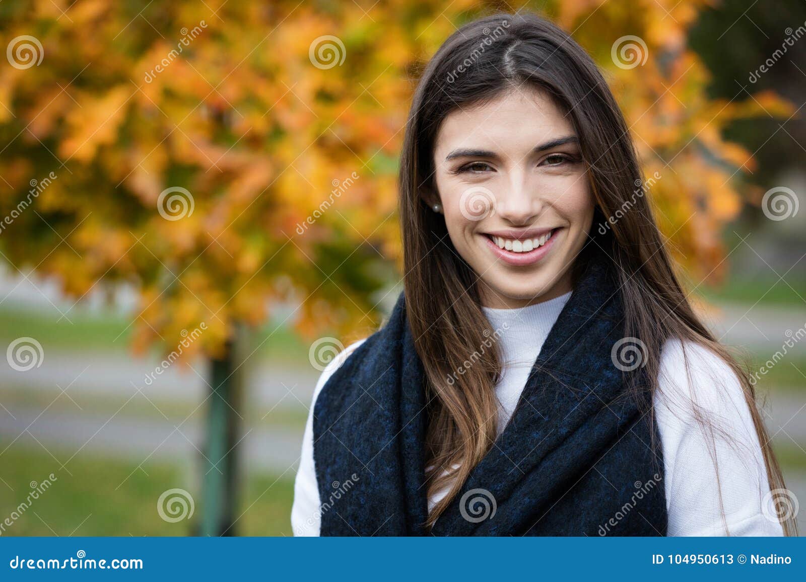 Portrait of a Young Woman Smiling Outside Stock Image - Image of ...