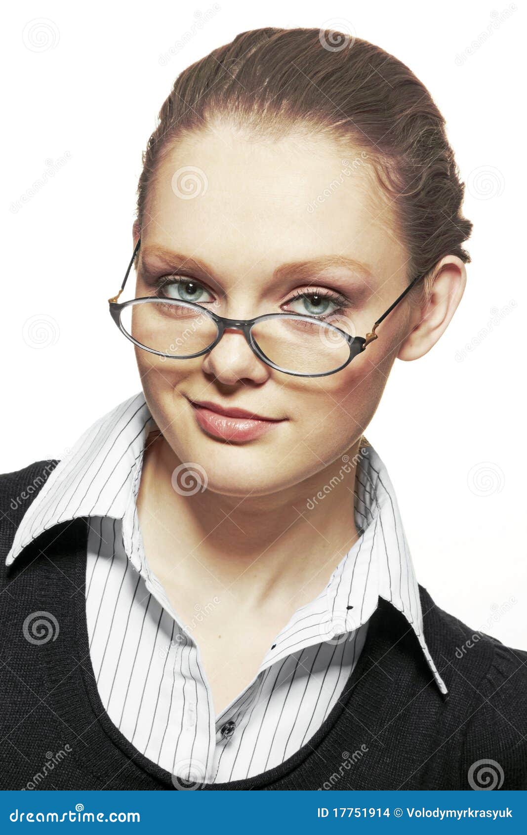 Portrait of Young Woman with Spectacles Stock Photo Image of