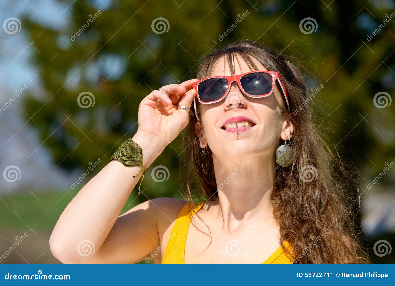 Portrait of a Young Woman with Sunglasses Stock Image Image of smile
