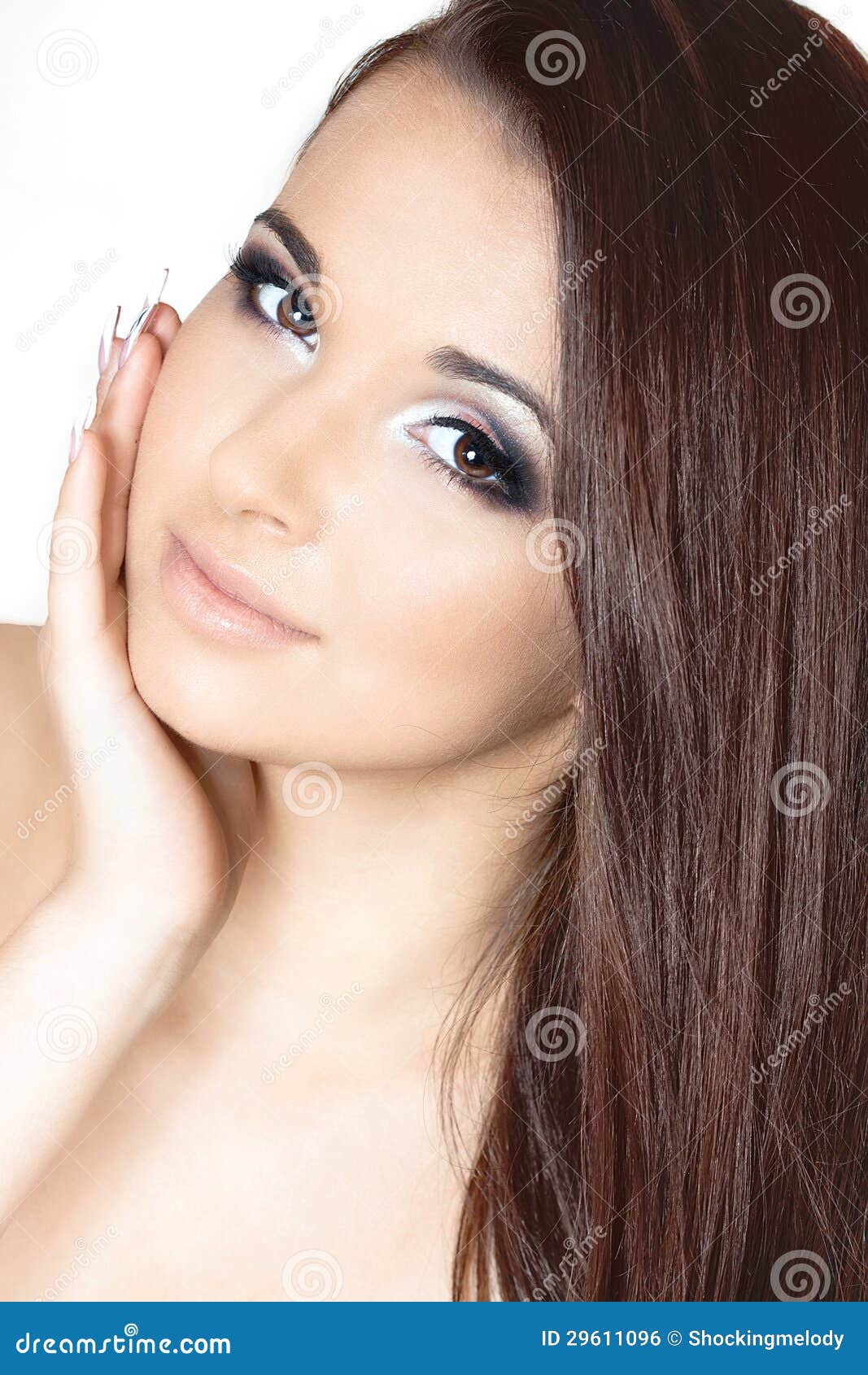 Portraite of a Beautiful Brunette Stock Photo - Image of hairstyle ...