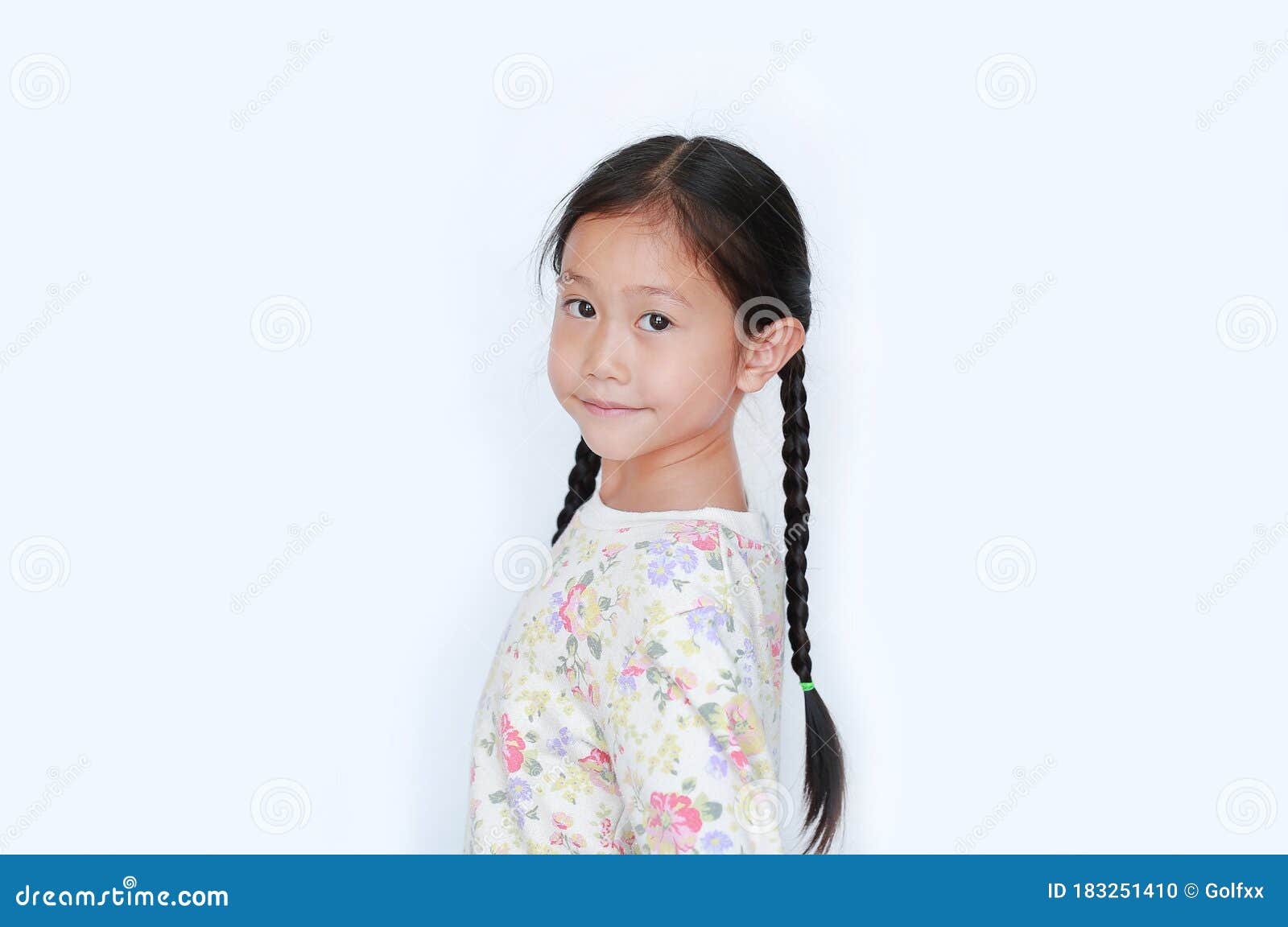 Portraits Of Smiling Asian Little Child Girl Looking Ca
