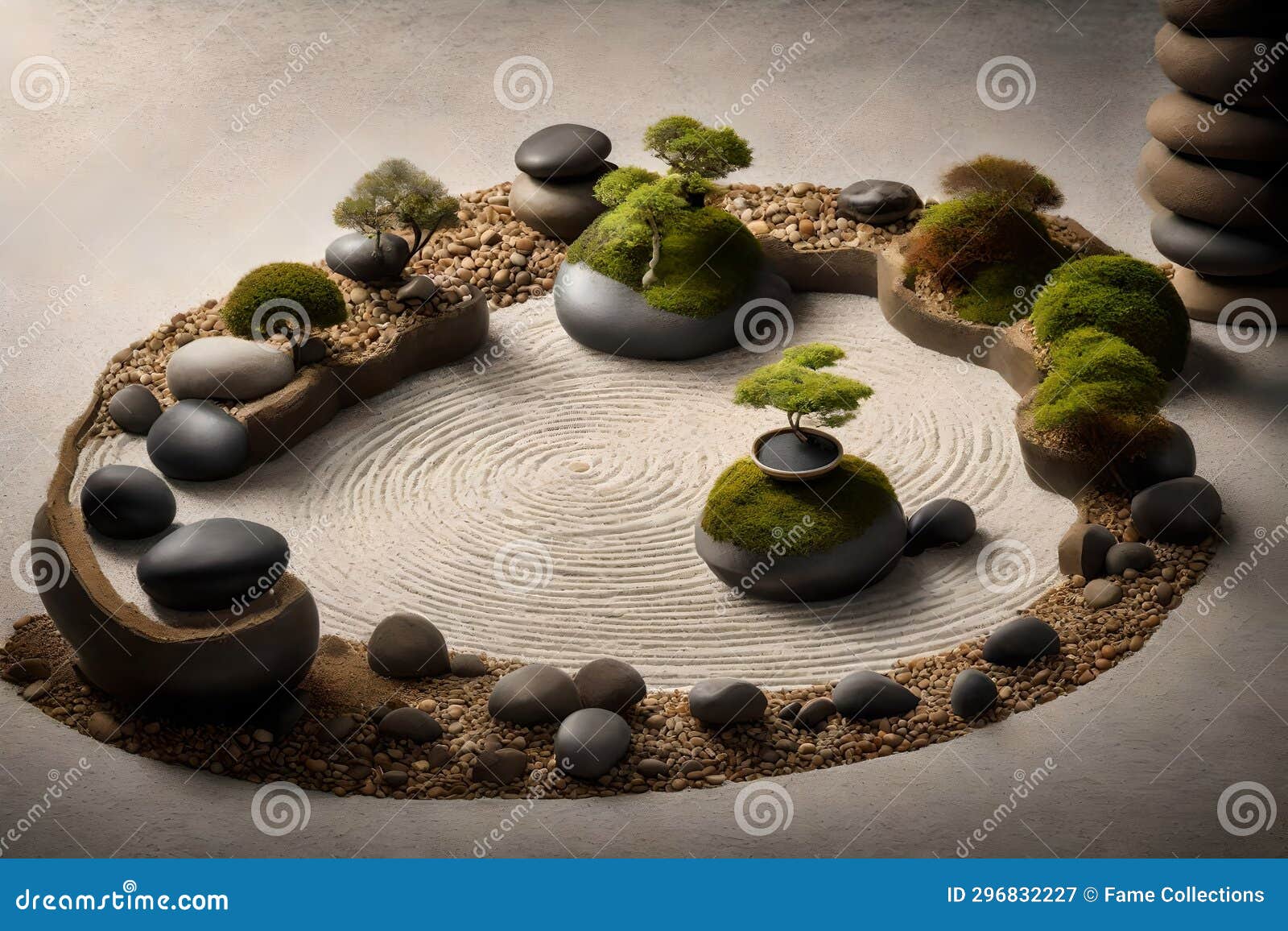 the delicate balance of emotional harmony with a well-composed image of a zen garden