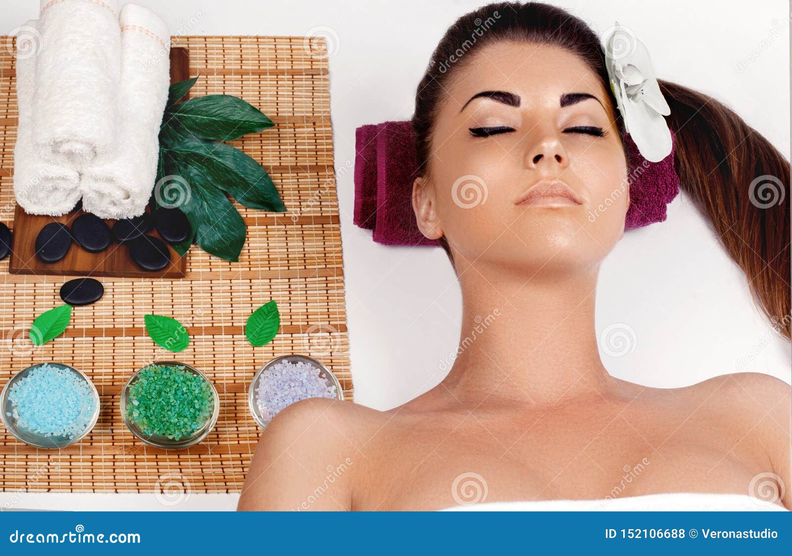 Portrait Of Young Beautiful Woman In Spa Salonspa Body Massage Treatment And Skincareleisure