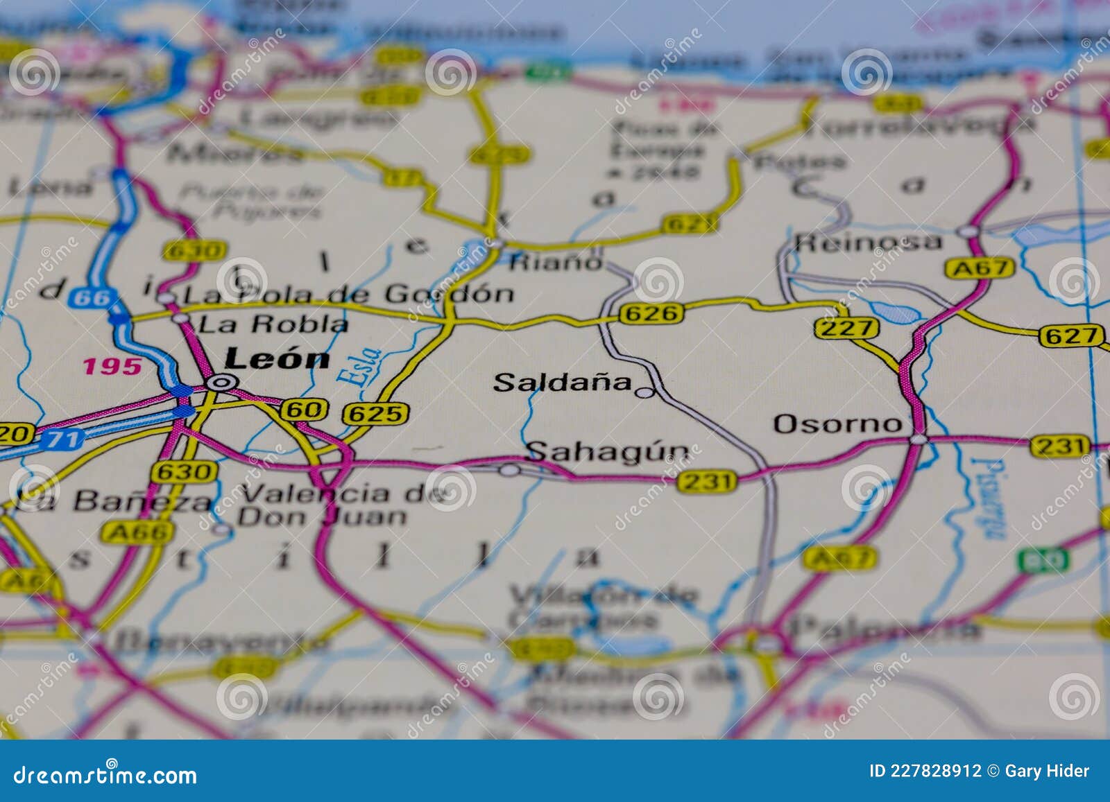 08-20-2021 portsmouth, hampshire, uk, saldana spain shown on a road map or geography map