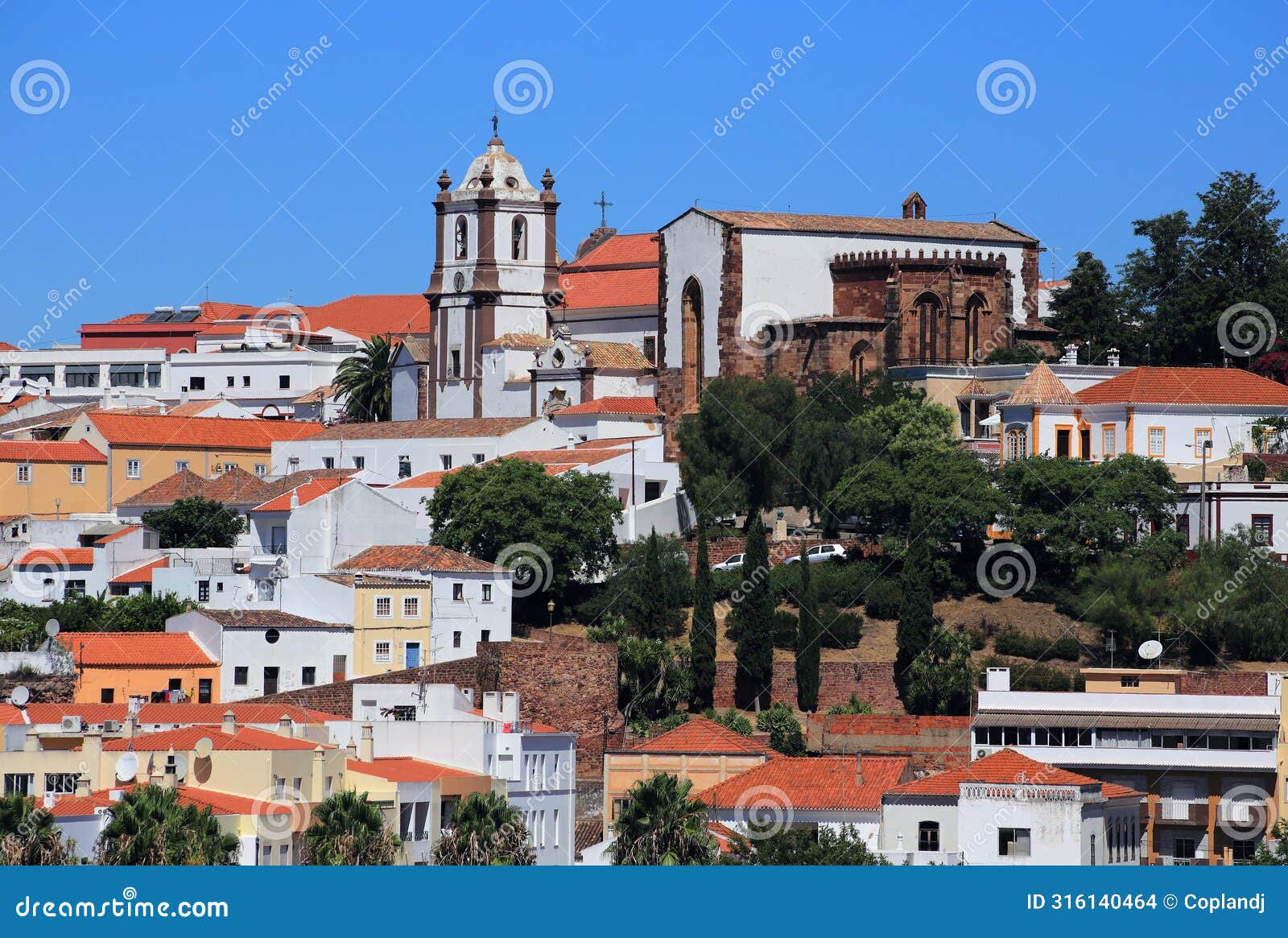portugal, algarve region, panoramic view of the historical town of silves