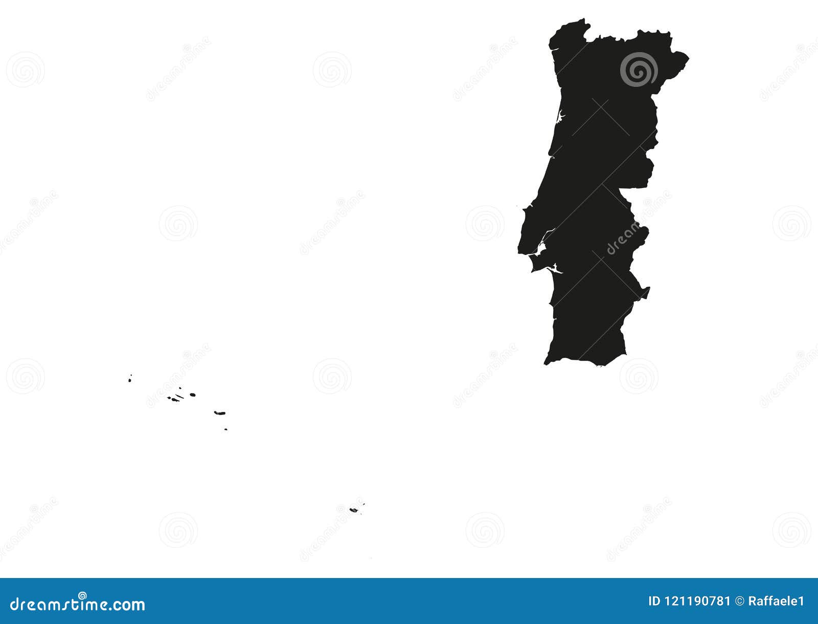 portugal with azores and madeira state map  silhouette