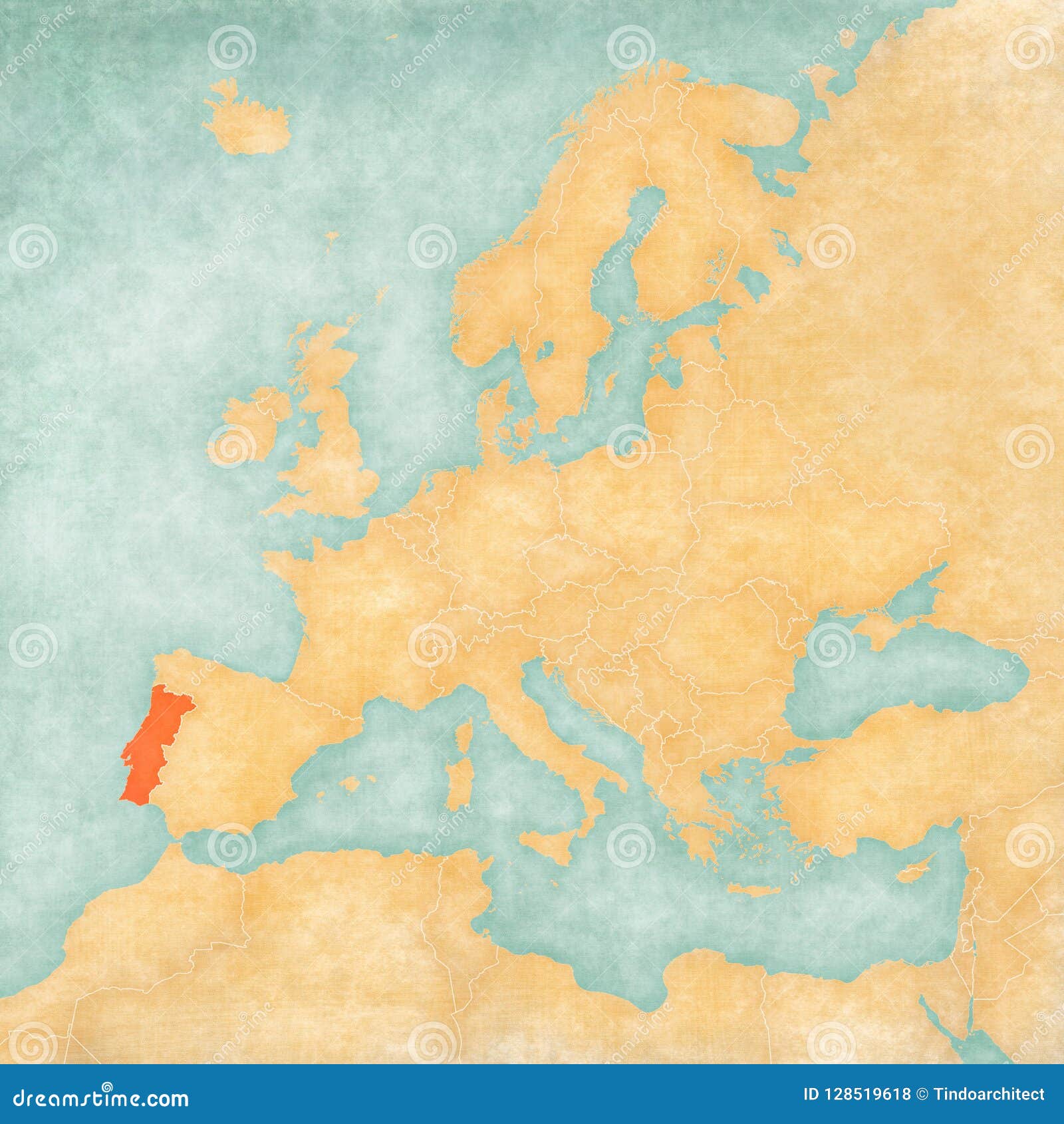 Map Of Europe Portugal Stock Illustration Illustration Of Land