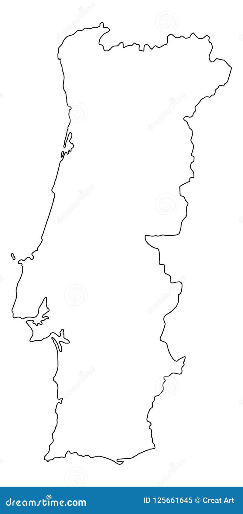 Portugal Outline - Portugal Map Outline Graphic Freehand Drawing Stock