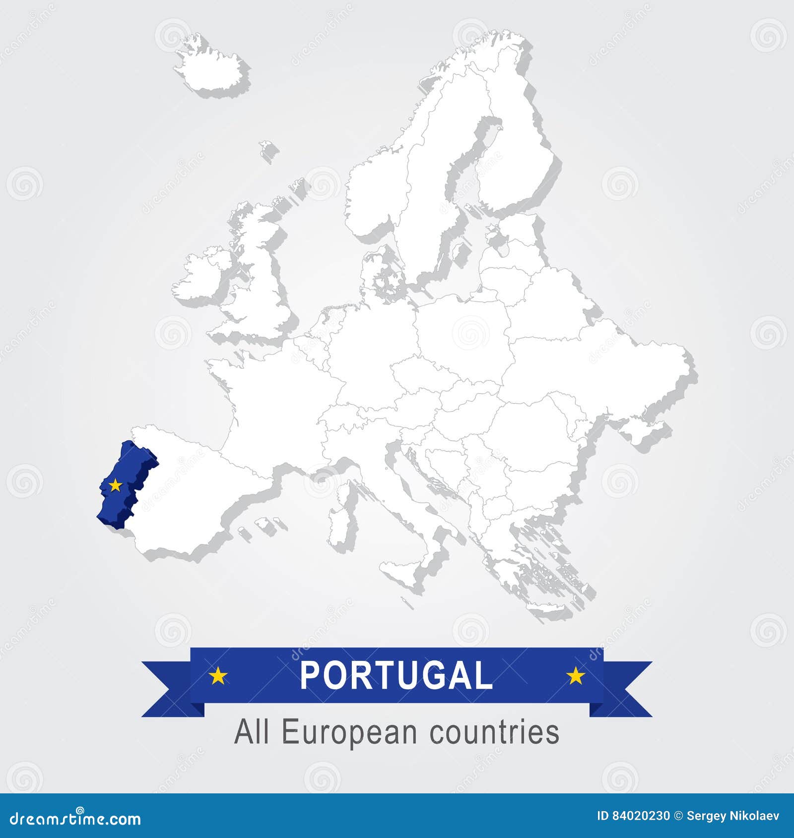 Mapa da Europa e Portugal . Ilustração de stock por ©Tatiana53 #45997499