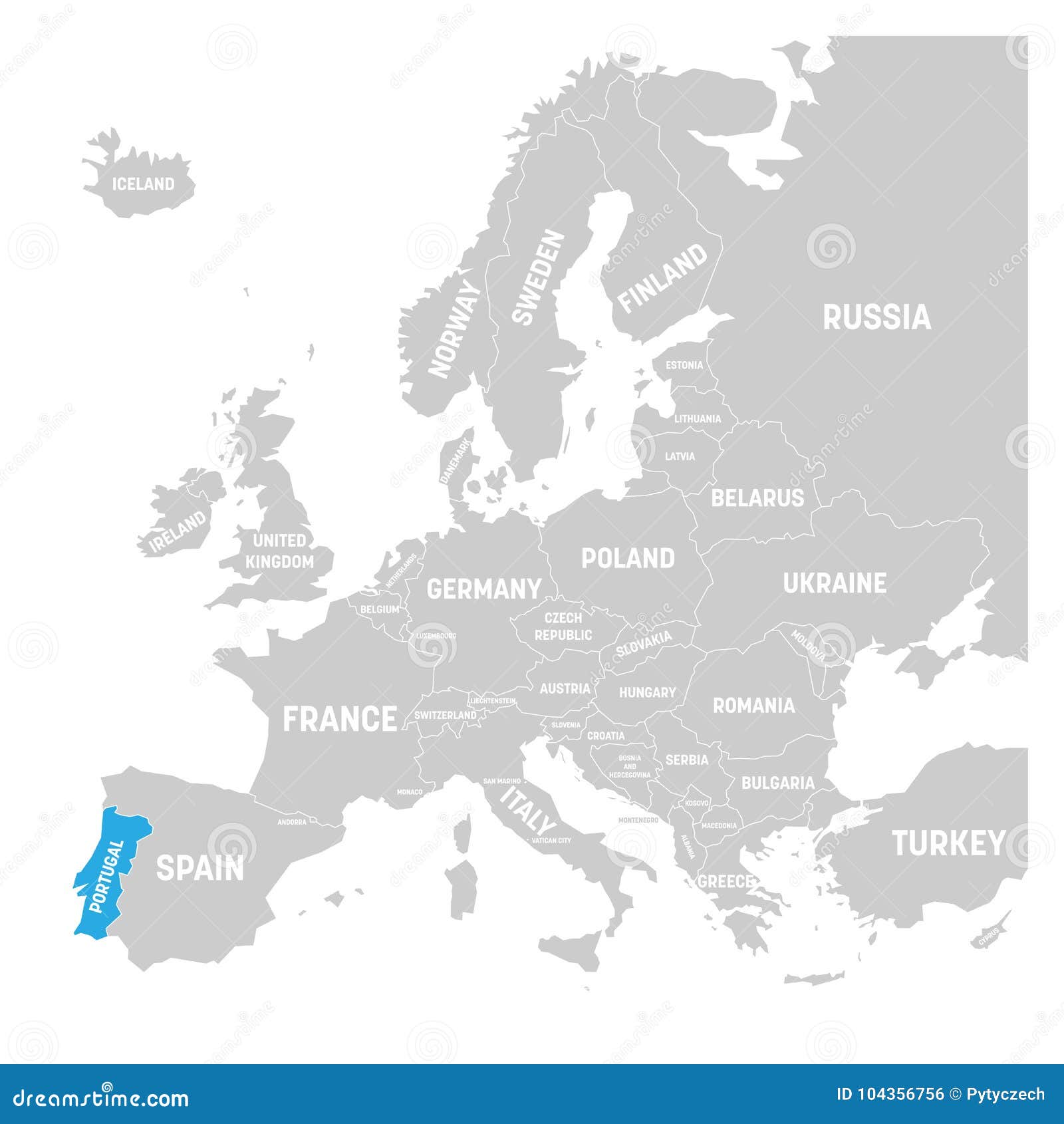 Vetores de Localização De Portugal No Mapamúndi Marcada Com O