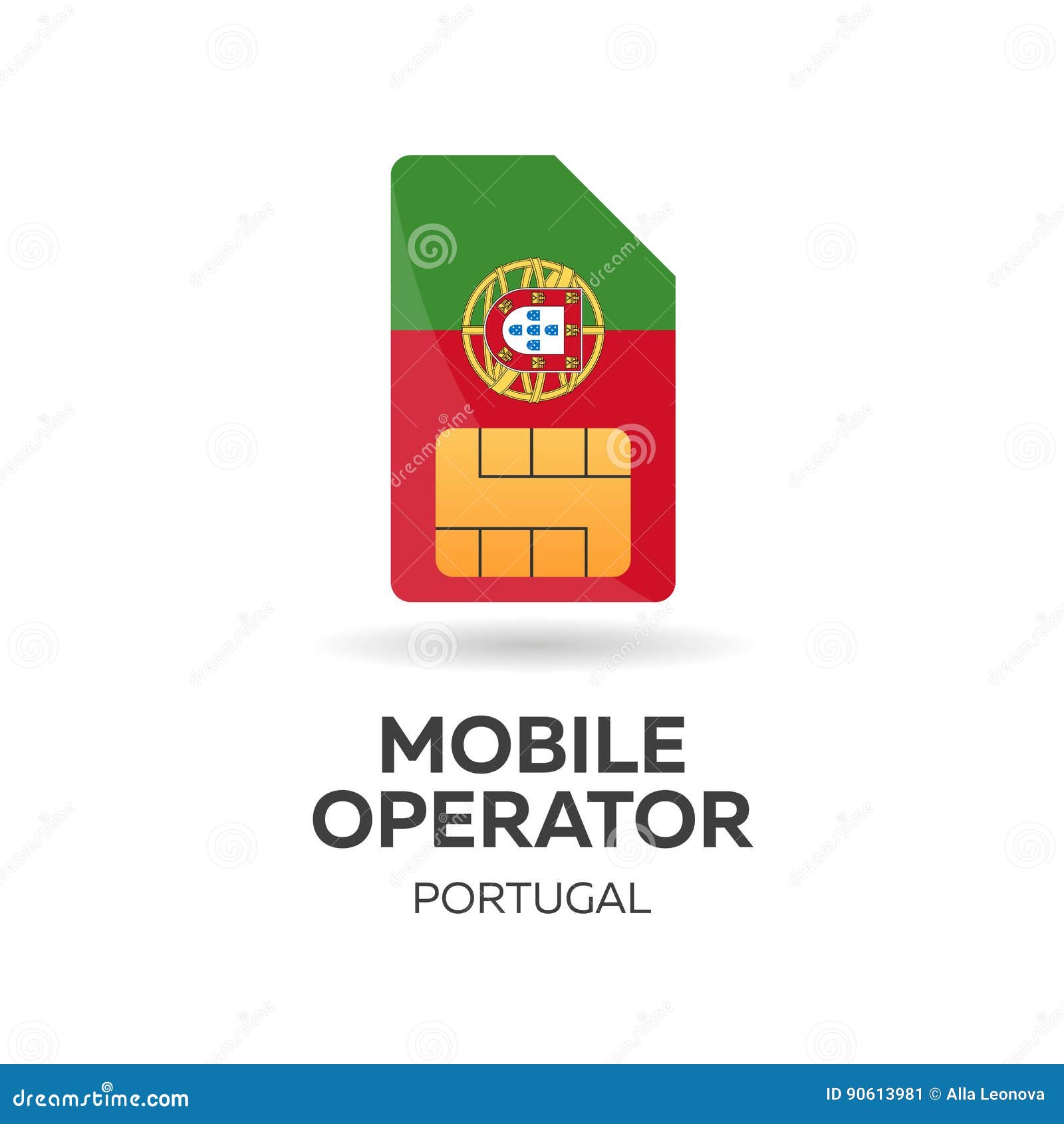 Portugal Mobile Operator. SIM Card with Flag. Vector Illustration
