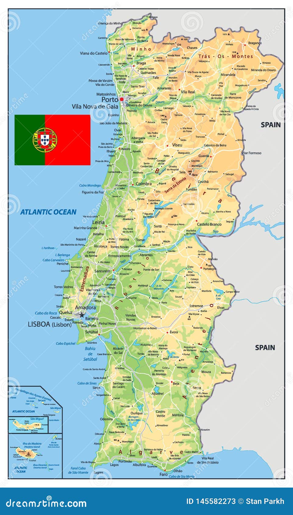 Portugal Physical Map - Full size