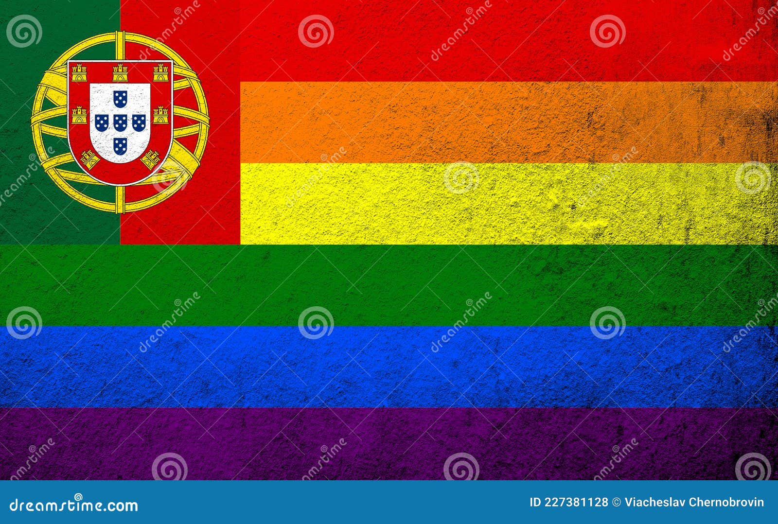Portugal Rainbow LGBT Pride Flag. Stock Illustration Illustration of