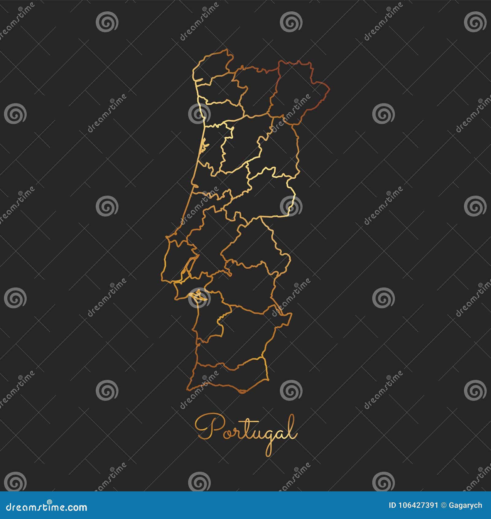 Map Portugal Divided By Districts Madeira 库存矢量图（免版税）1939927984