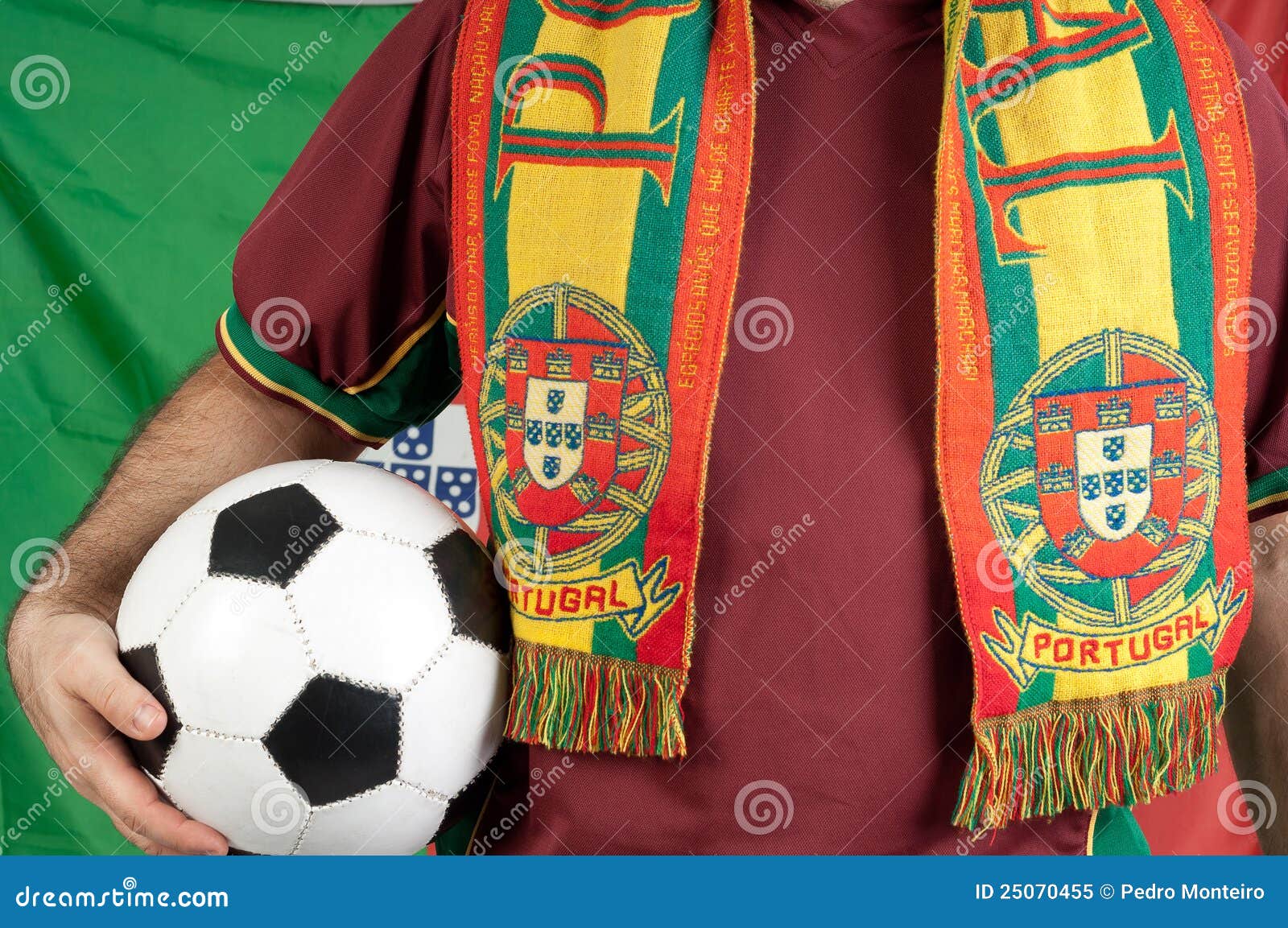 Portugal soccer fan stock image. Image of clenched, portuguese - 25070455