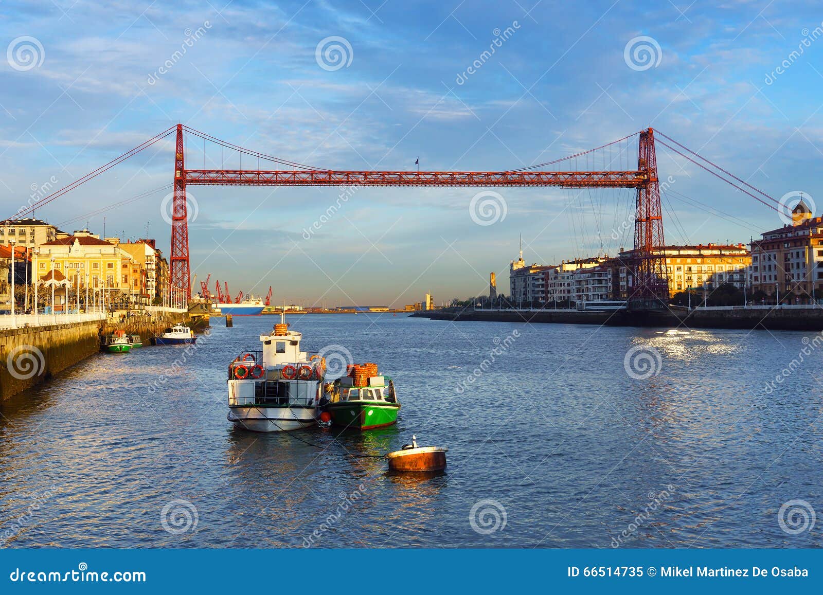 portugalete and las arenas of getxo with hanging bridge