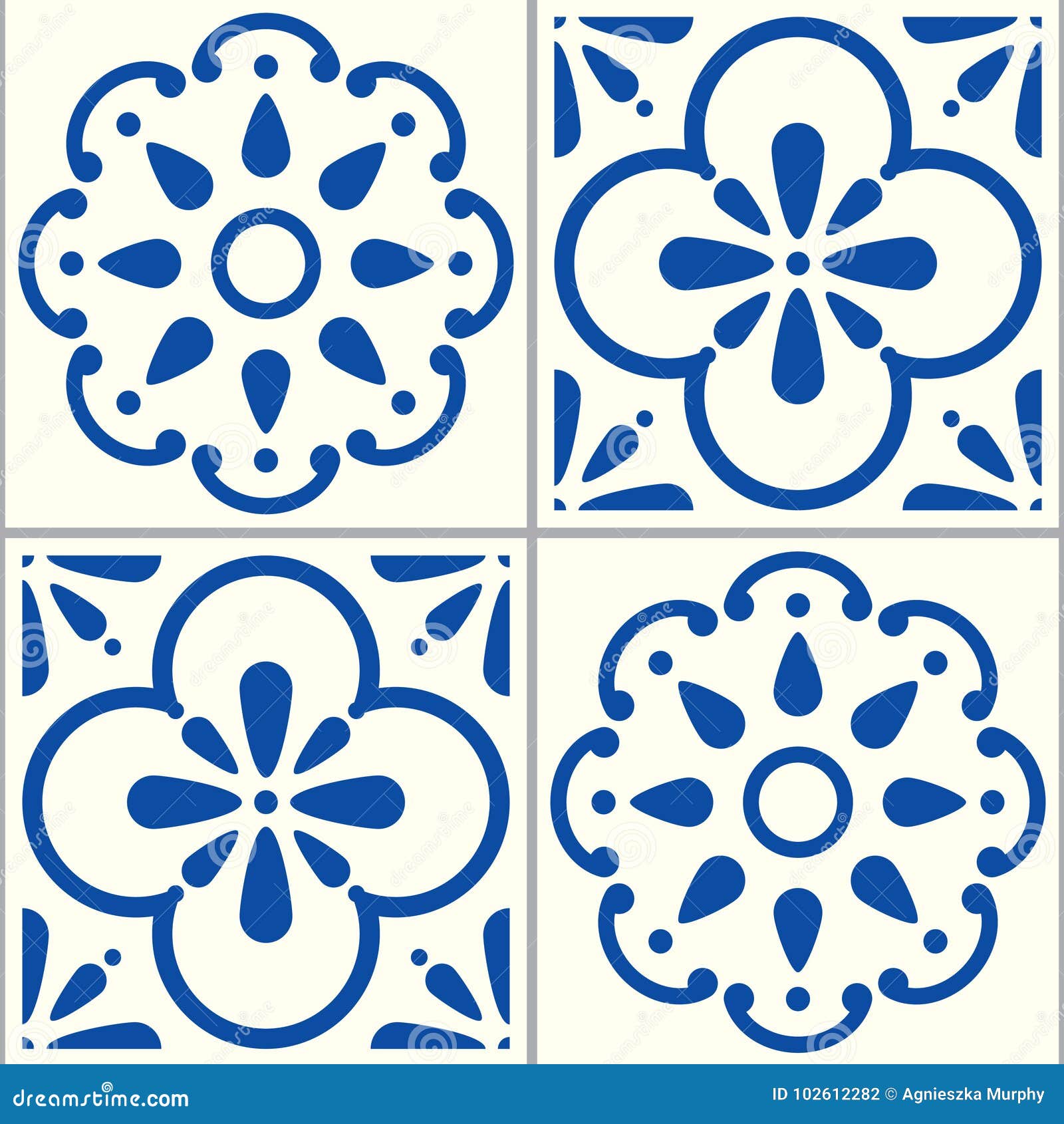 Portugiesischer Vektor Azulejos Deckt Muster, Indigoblau ...