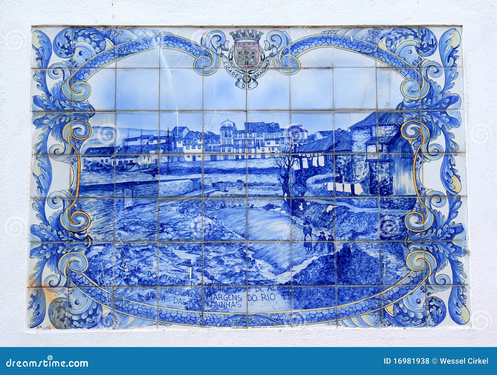 portuguese azulejo of the town of braganca