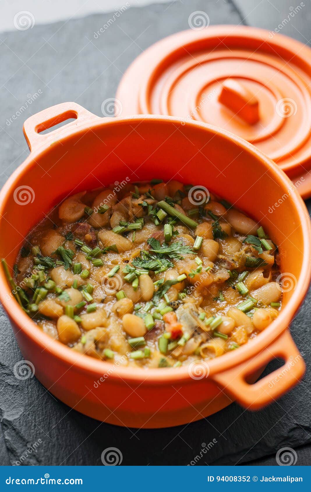 portuguese feijoada de marisco bean and seafood traditional stew