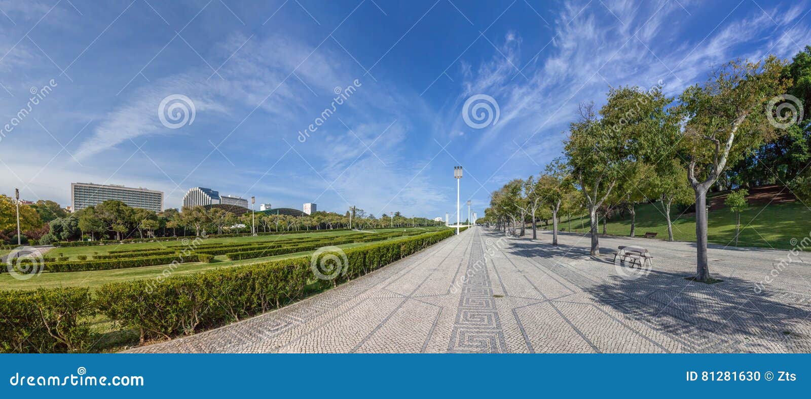 portuguese handmade cobblestone pavement in the eduardo vii park.