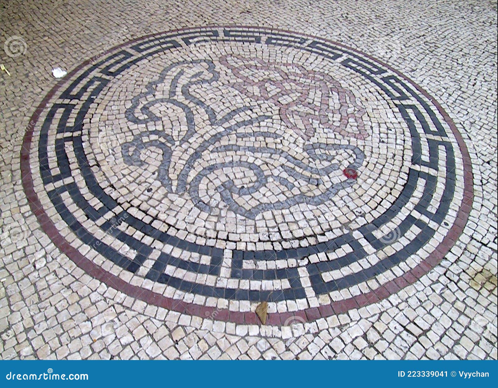 portuguese macau mosaic macao mosaico cobblestone street pavement old taipa village pei tai temple taoism religious pattern deco