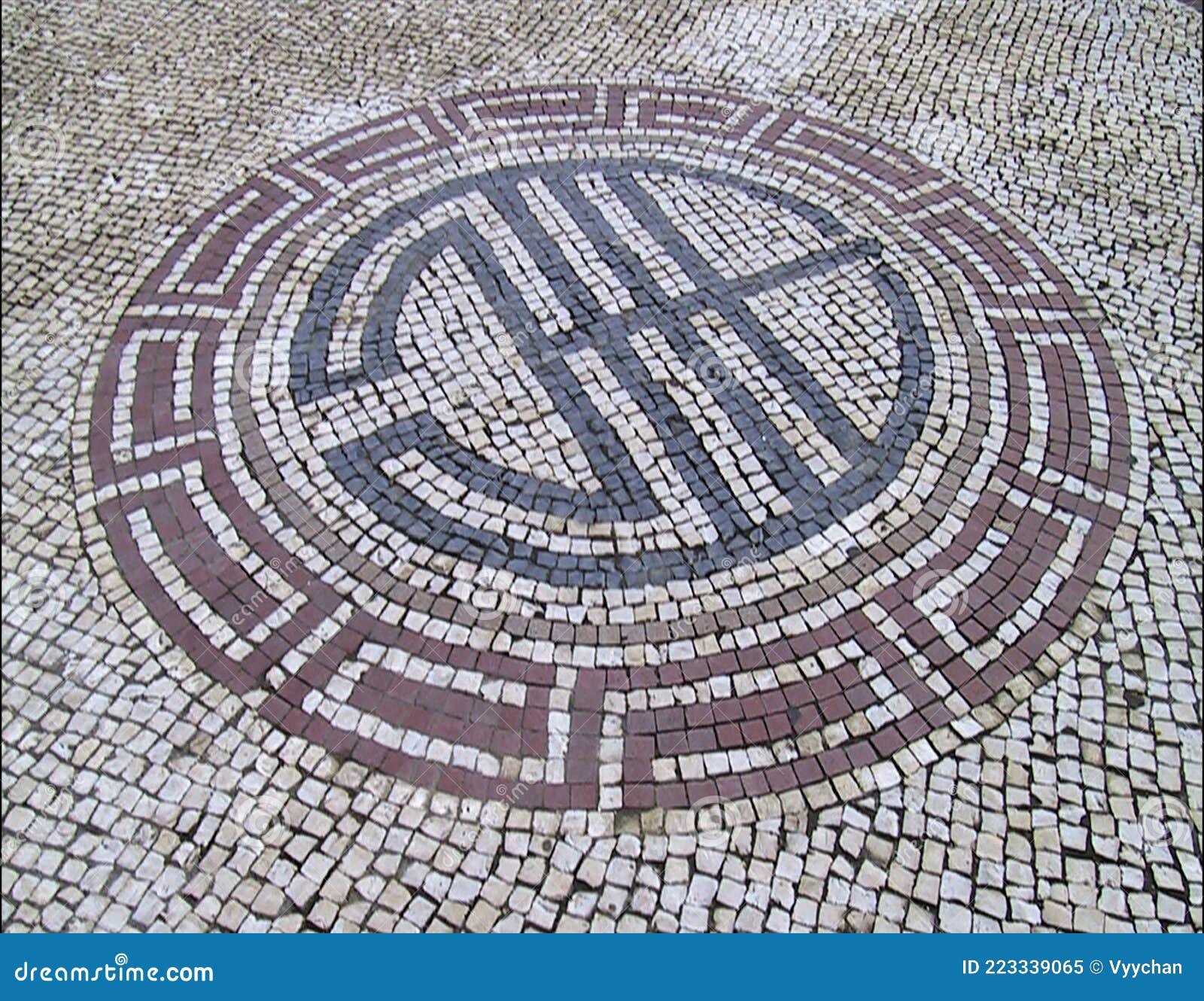 portuguese macau mosaic macao mosaico cobblestone street pavement old taipa village pei tai temple taoism religious pattern deco